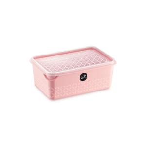 Pote 1,0 lt retangular multiuso c/ tampa rosa ref 396-ros UZ.