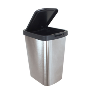 Lixeira 09 lts ret c/ tampa click label inox ref 25462 Toyplast