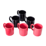 Jogo c/ 06 xicaras 90ml ceramica prto/verm sem pires 2260 Wellmix