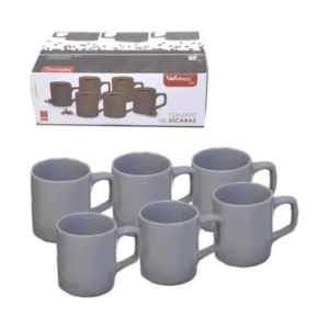 Jogo c/ 06 xicaras 90ml ceramica cinza sem pires 6210 Wellmix