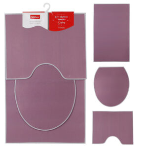 Jogo c/ 03 tapetes banheiro poliester color ref 10922 Wellmix