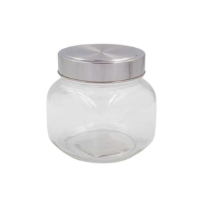 Pote 800ml vidro 12x12cm tampa rosca metal ca3103 Cim Companhia