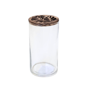 Porta vela 15x8cm vidro c/ tampa vazada ca4982 Cim Companhia