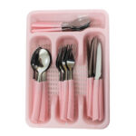 Conj c/ 24 talheres color c/ separado rosa ref 5356 Amigold