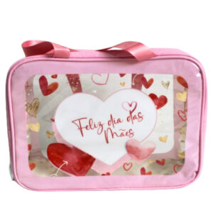 Necessaire 31x22x10cm plastico transparente rosa ref 5572 Amigold