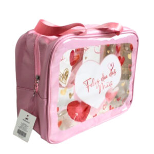 Necessaire 31x22x10cm plastico transparente rosa ref 5572 Amigold