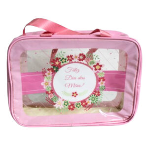 Necessaire 31x22x10cm plastico transparente rosa 5573 Amigold