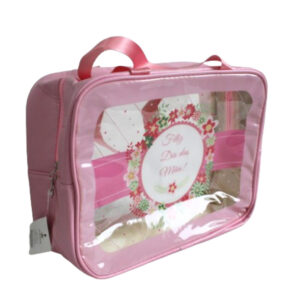 Necessaire 31x22x10cm plastico transparente rosa 5573 Amigold