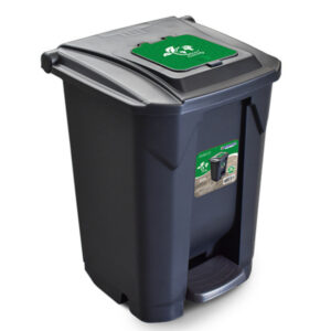 Lixeira 60 lts preto c/ roda pedal e tpa click ref 25752 Toyplast