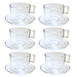 Jogo c/ 06 xicaras 100ml cafe espresso vidro c/pires 122gb Engels