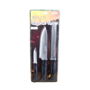 Kit c/ 03 facas cabo plastico ref rj14021 Elite
