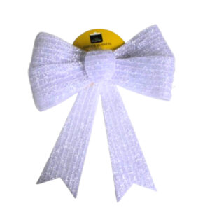 Enfeite decorativo laço de natal 28x37cm branco nta12044 Fartex