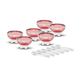 Produto Kit c/ 06 taca sobremesa 06 colheres bicolor 1094 ACD Plasticos