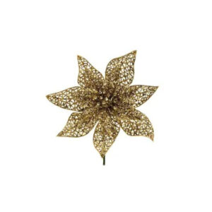 Produto Enfeite decorativo de natal flor 13x13cm dorurada flb82d Multiart