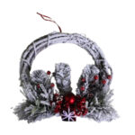 Enfeite guirlanda de natal 30cm fibra natural e neve 98002 Fartex