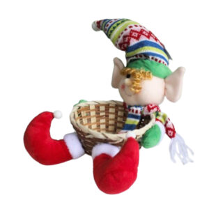 Cesta 35x22 palha decorativa c/ duende natal ref ntd15608 Fartex