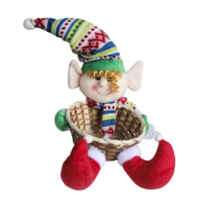 Cesta 35×22 palha decorativa c/ duende natal ref ntd15608 Fartex