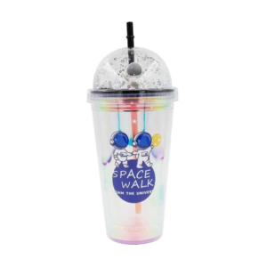 Copo 500 ml plastico led astronauta c/ canudo f5279 Flashgoods