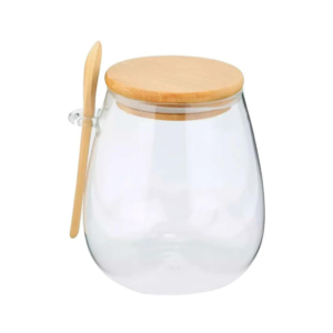 Pote 950 ml hermetico vidro c/ tpa e colher bambu 1660 DL Festas