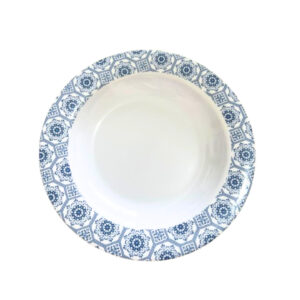 Prato fundo 23cm melamina branco e azul ref 2009cor Sakes