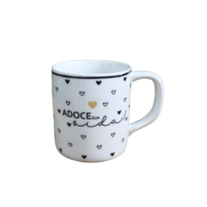 Caneca 300 ml reta porcelana gratidao ref gra-003 Terramada