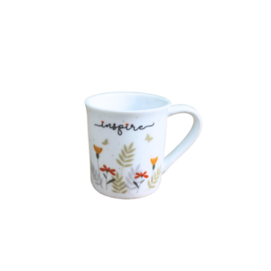 Caneca 150 ml reta floral porcelana ref gra-008 Terramada