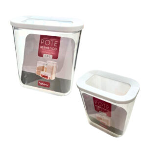 Pote 1,5 lts hermetico ret plastico c/ tampa branca 13431 Wellmix