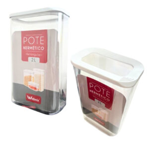 Pote 2,0 lts hermetico ret plastico c/ tampa branca 13432 Wellmix