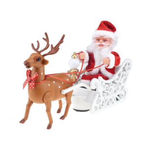 Papai noel decorativo c/ trenó 30x17cm musical ntc10381 Fartex