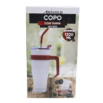 Copo termico 1200 ml canudo mini caixa som 6212 bluetooth Amigold