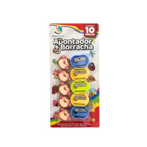 Kit c/ 05 apontadores escolar c/ borrachas he40701 Interponte