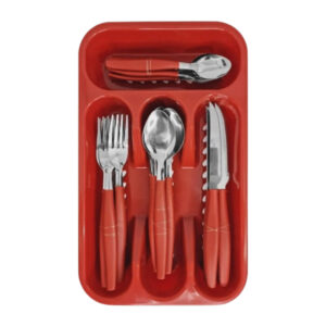Conj c/ 24 talheres color e separador vermelho ref ixb06114 Wincy