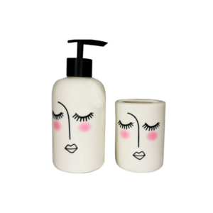 Kit banheiro 02 pcs porcelana faces ref prb01122 Rio de Ouro