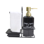 Kit banheiro 02 pcs porcelana toalha/suporte prb01127 Rio de Ouro