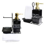 Kit banheiro 02 pcs porcelana toalha/suporte prb01127 Rio de Ouro