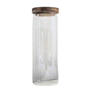 Pote 1,25 lts hermetico vidro c/ tampa madeira top1719 DL Festas