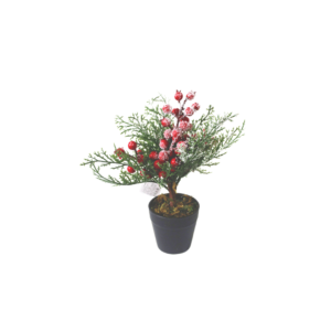 Enfeite decorativo de natal vaso arranjo 24cm flh123 Multiart