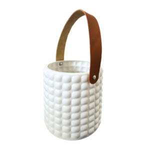 Vaso 13x15cm redondo plastico c/ alça couro dva613 V Madalozzo