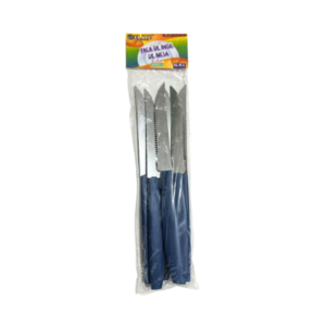 Pacote c/ 06 faca inox cabo azul 23,5cm ref rjud0055 Elite