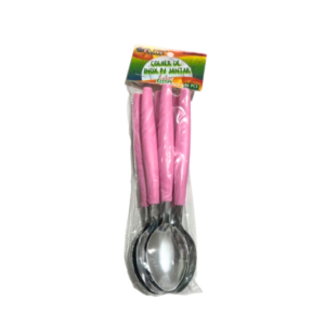 Pacote c/ 06 colheres sopa inox cabo rosa ref rjud0065 Elite