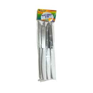 Pacote c/ 06 facas inox cabo branco 23,5cm rjud0071 Elite