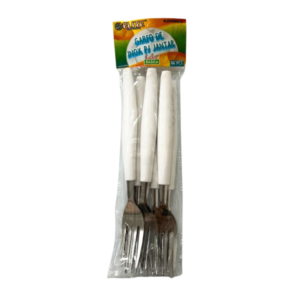 Pacote c/ 06 garfos inox cabo branco 20cm ref rjud0072 Elite