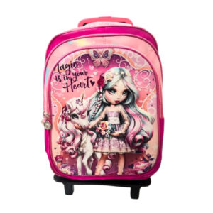 Mochila escolar infantil menina c/ suporte rodinha rjc8664 Elite