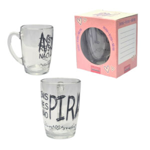 Caneca 320 ml vidro inspira respira nao para canc250 Etilux