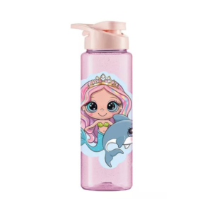 Garrafa 750 ml squeeze rosa glitter sereia ref 1121 Bandeirante