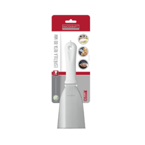 Espatula inox 25x8cm reta cabo plastico branco ref eptl002 Etilux