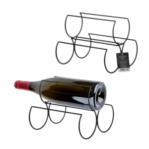 Suporte 19x16cm p/ 03 garrafas preto manhattan ref vin031 Eilux