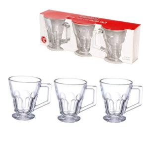 Jogo c/ 03 xicaras 185 ml vidro cha casablanca ref 072 Etilux