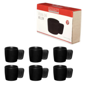 Jogo c/ 06 xicaras 180ml porcelana willow preta 73/pt Etilux