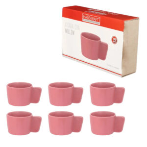 Jogo c/ 06 xicaras 180ml porcelana willow rosa 73/rs Etilux